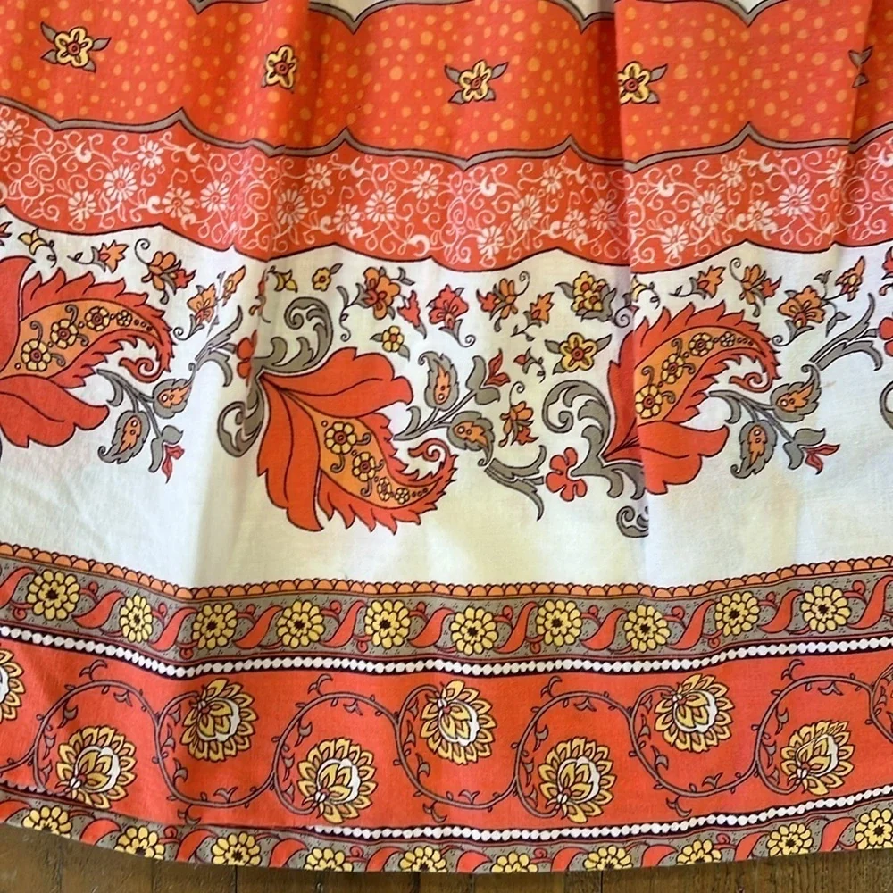 Janie and jack vintage Orange scarf print floral smocked cap sleeve dress